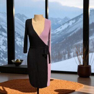INC Faux Wrap Color Block Sweater Dress